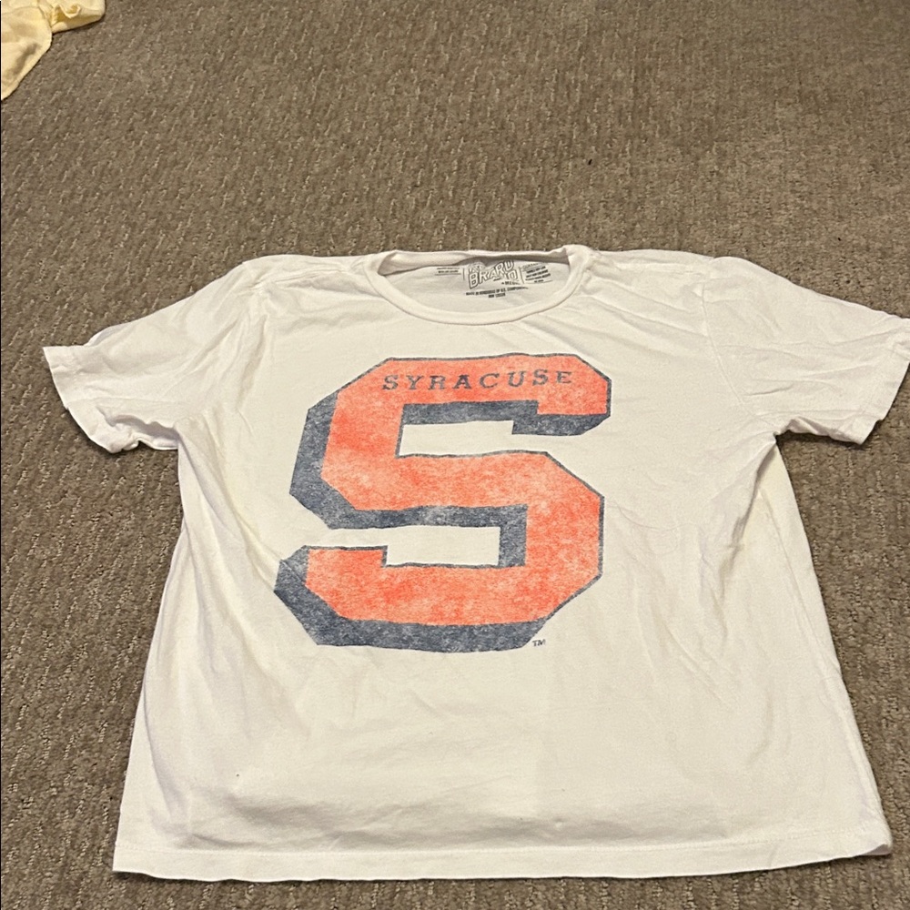 Original Retro Brand Syracuse 'S' Graphic Tee in White, Orange & Navy